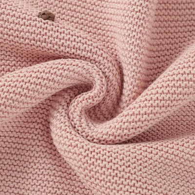 Ellis Knitted Baby Blanket. Rose Color. Size 90x70 cm closeup 2