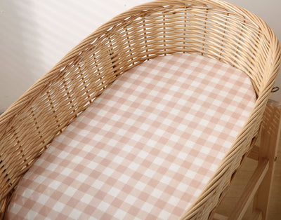 Gingham Fitted Bassinet Sheet front size - 80x50 cm Top View