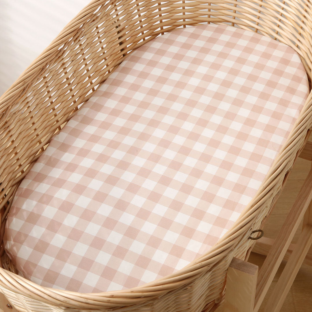 Gingham Fitted Bassinet Sheet front size - 80x50 cm