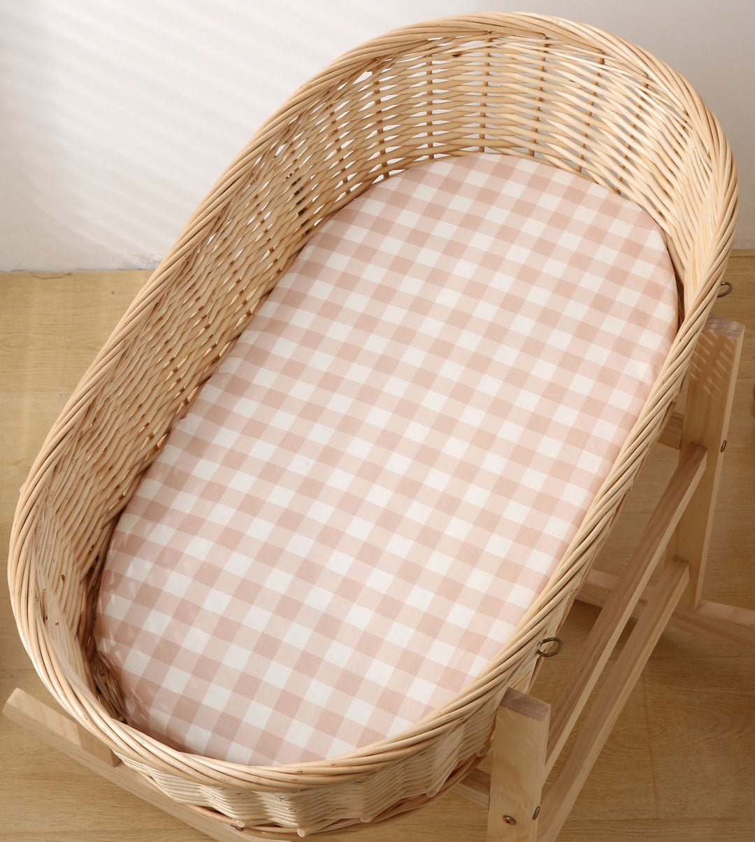 Gingham Fitted Bassinet Sheet front size - 80x50 cm in Bassinet Top View 1