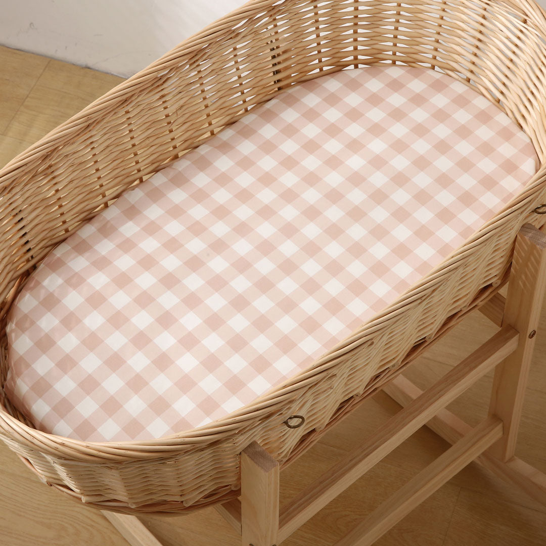 Gingham Fitted Bassinet Sheet front size - 80x50 cm in Bassinet Top View 2