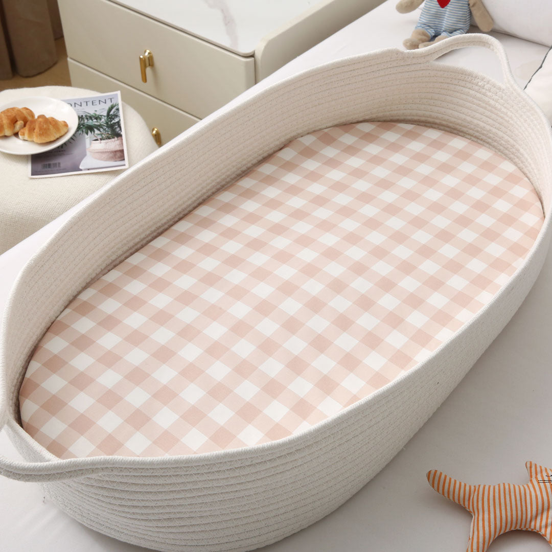 Gingham Fitted Bassinet Sheet front size - 80x50 cm in Bassinet Top View 3