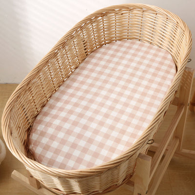 Gingham Fitted Bassinet Sheet front size - 80x50 cm in Bassinet Top View