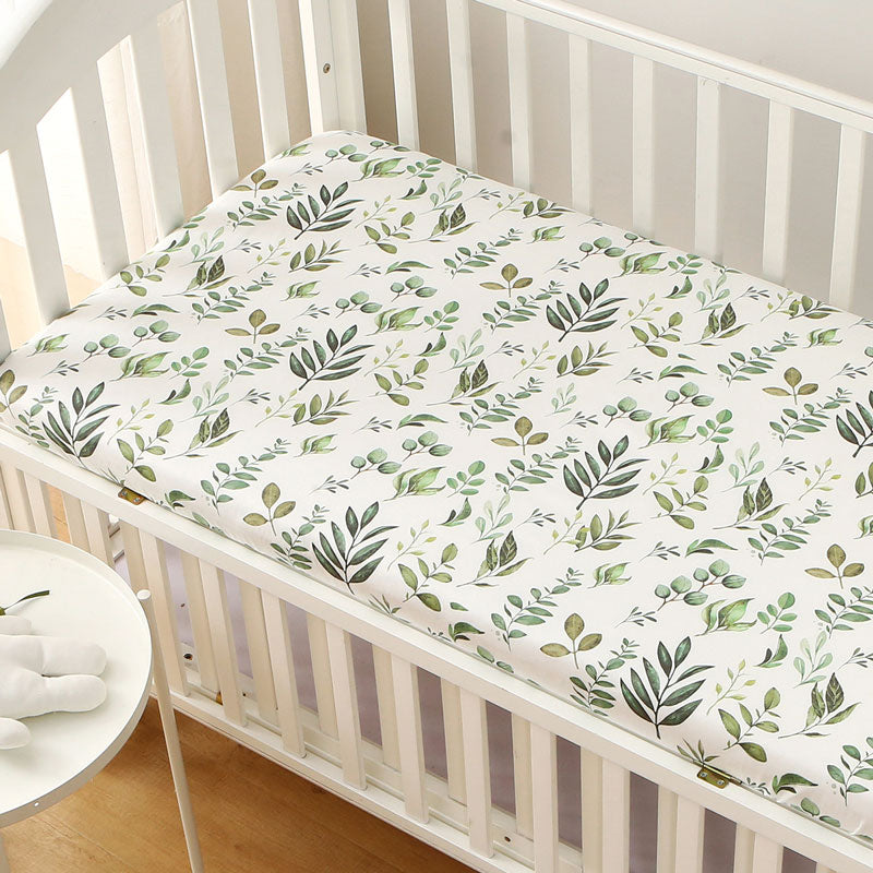 Green Leaves Fitted Baby Nursery Cot Sheet Online Size 70 130 cm