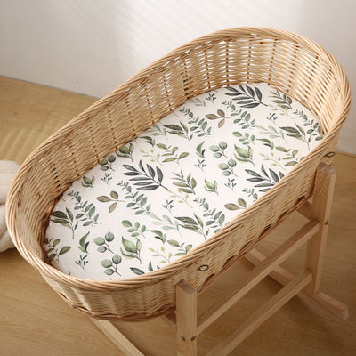 Leaves Fitted Bassinet Sheet front size - 80x50 cm in Bassinet Top View 2