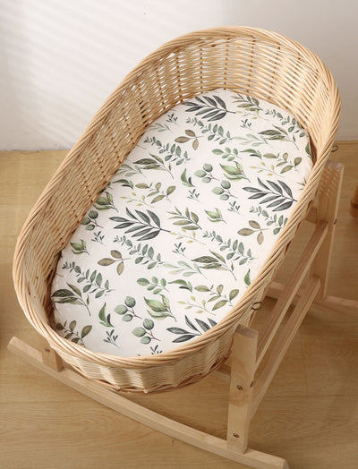 Leaves Fitted Bassinet Sheet front size - 80x50 cm in Bassinet Top View 3