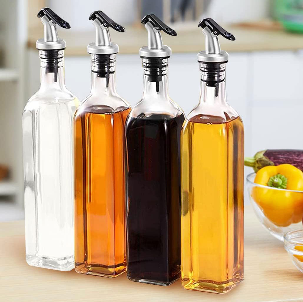 Olive-Oil-&-Vinegar-Dispenser-Bottle-&-Pourer-500-ml---4-Pack