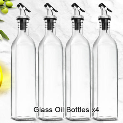 Olive Oil & Vinegar Dispenser Bottle & Pourer 500 ml - 4 Pack clear images