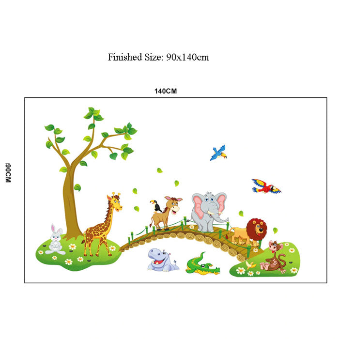 Animal Tree Bridge Nursery Sticker size 2