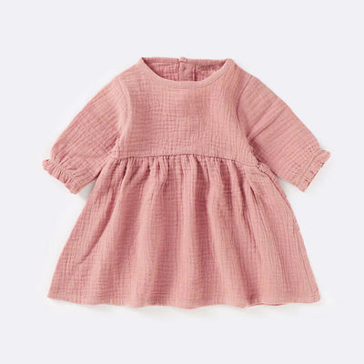 Delilah Long Sleeve Baby Girl Dress - Rose