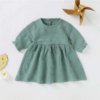 Delilah Long Sleeve Baby Girl Dress - Sage