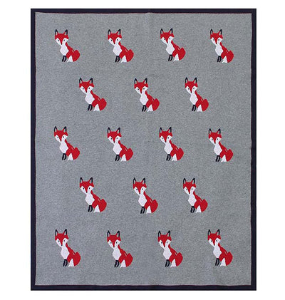 Fox Grey Baby Blanket Front