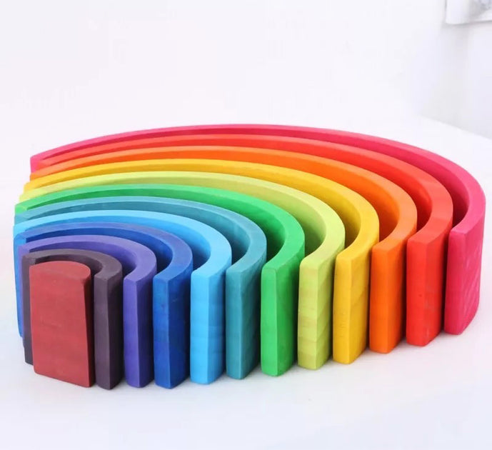 Large 12 piece Wooden Rainbow Stacker Online Australia