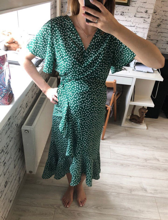 Mia Green Maternity Wrap Dress For Sale