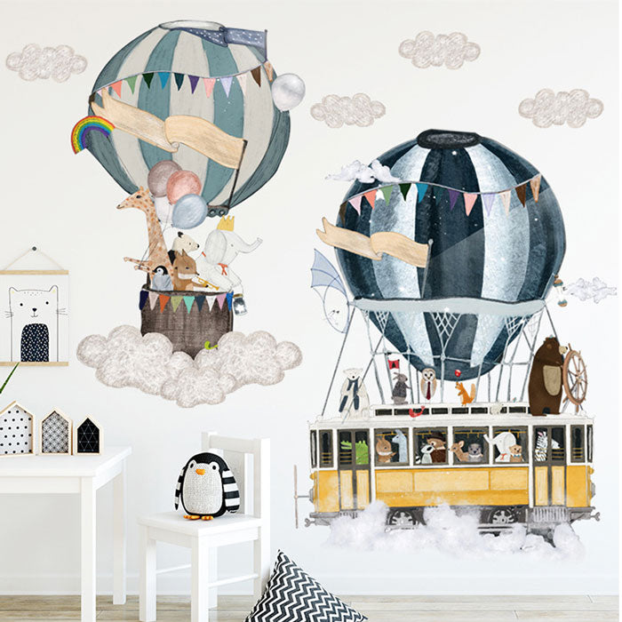 Twin Hot Air Ballons baby nursery Wall Sticker main image